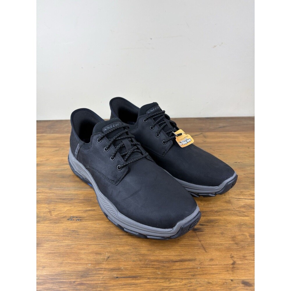 Skechers Hands Free Slip-ins Respected Garville Black Leather Men Size 11.5 NWOB